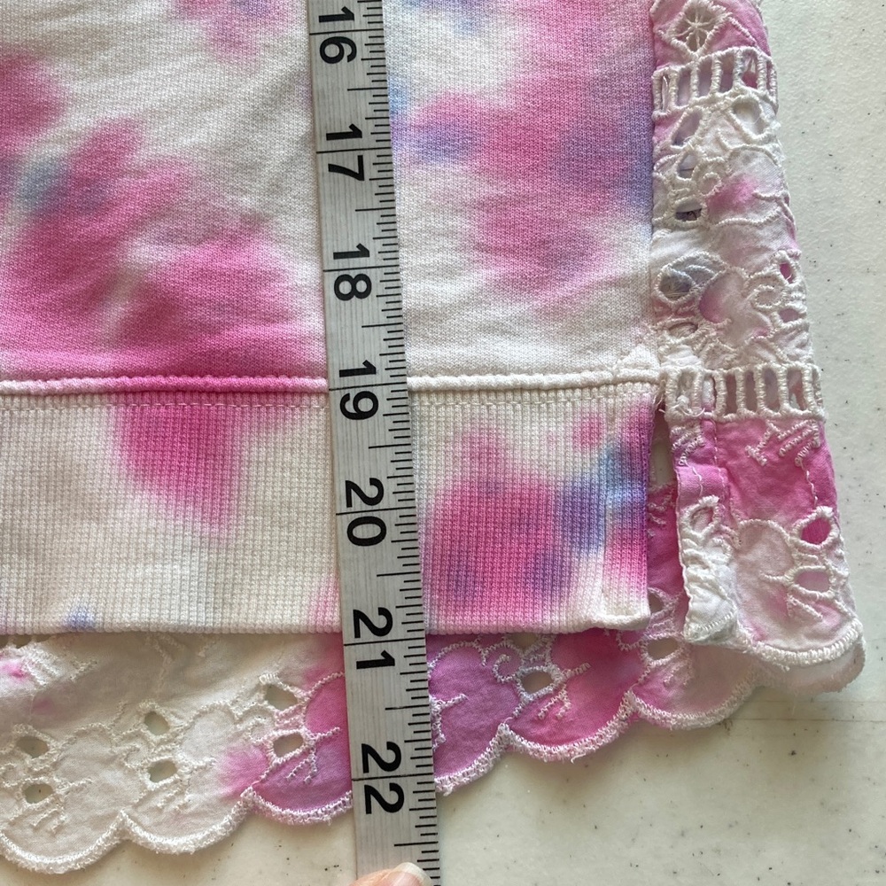 J. Crew Pink & White Tie Dye Crewneck: Lace Back - Picture 5 of 6